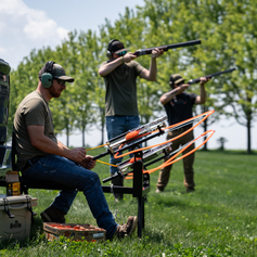 Do All Outdoors sit down manual trap thrower. 