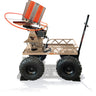Do All Outdoors Flyway 4x4 180x automatic trap thrower on white background. This trap thrower holds 180 clay pigeons and includes the wobbler kit. It comes on a rugged 4x4 cart for all terrains! 
