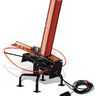 Do All Outdoors Flyway 60 Automatic Trap Thrower on white background holding 60 clay pigeons hooked up to wired foot pedal.