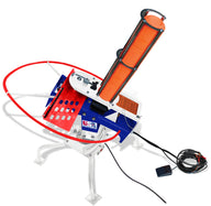 Do All Outdoors USA Clay Trap Thrower. We are proud sponsors of the USA Clay Target League and designed this trap with them in mind. It is red white and blue, holds 50 clay pigeons and comes with a wobbler kit and wireless remote. 